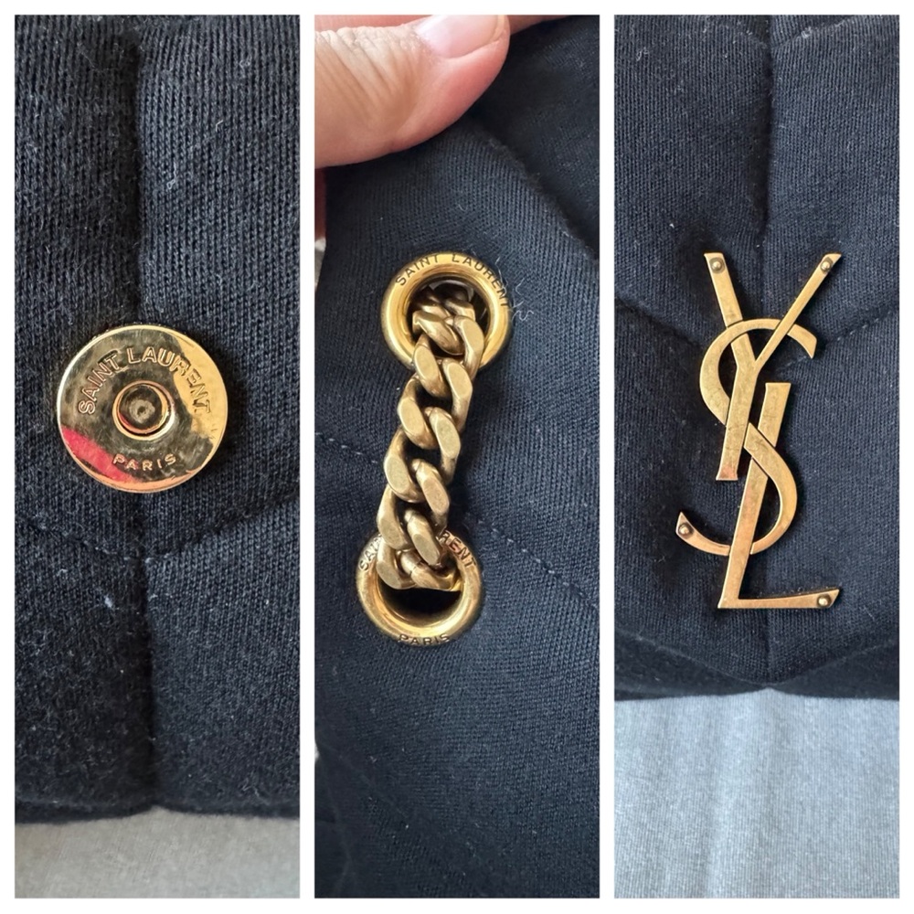 YSL Quilted Wool Jersey LouLou Puffer Medium Black - Picture 8 of 9